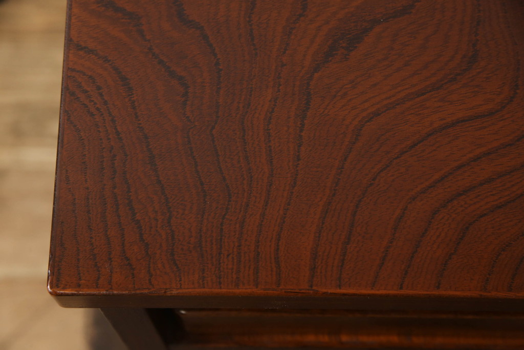 中古　美品　総欅(ケヤキ)材　漆塗り　中桐材　余計な装飾のないシンプルさが潔いサイドテーブル(小引き出し、小物収納)(R-058220)