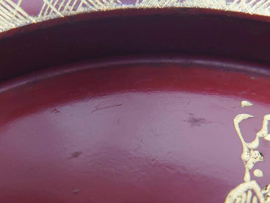沈金　朱塗り　花鳥文　4.3寸　約13cm　食卓を華やかに彩る蓋付き椀10客セット(木製、漆器、汁椀、和食器、四寸三分)(R-062352)