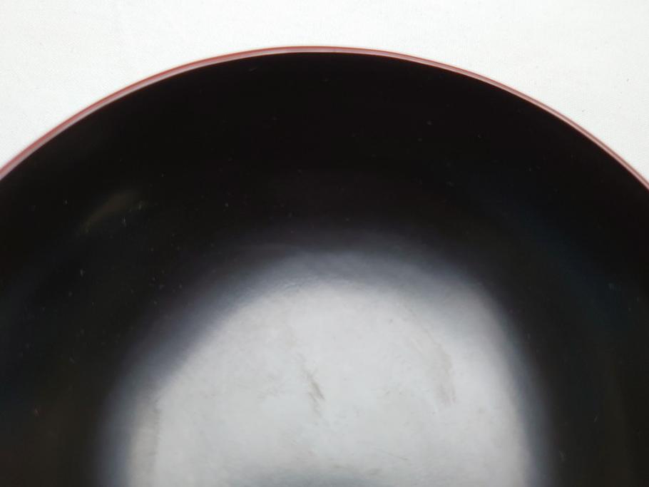 明治期　蒔絵　朱塗り　木製　漆器　雲鶴吸物椀　4寸　約12cm　鮮やかな朱色が食卓を華やかにする蓋付き椀10客セット(和食器、共箱付き、四寸)(R-062380)