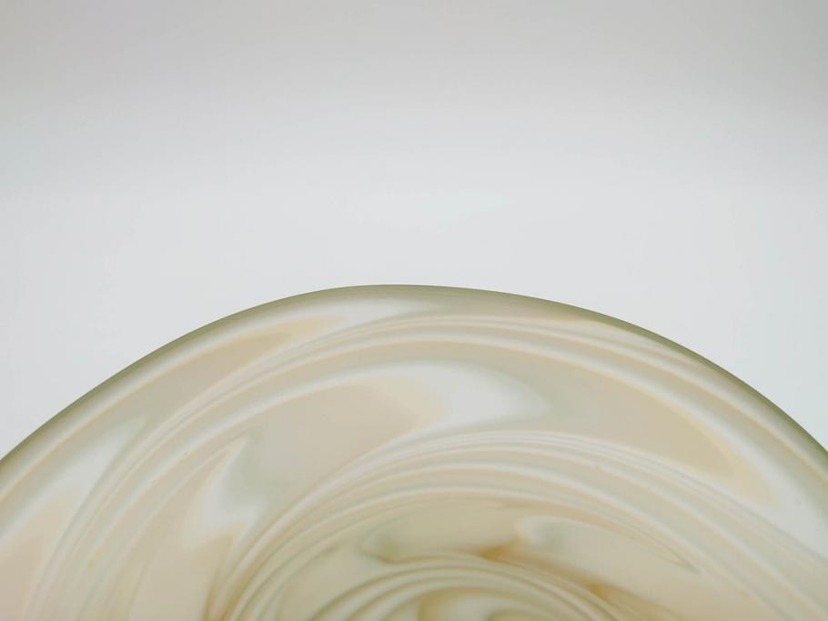 ガラス工芸家　石井康治　石井グラススタジオ　細部まで職人のこだわりが感じられる手吹き硝子皿5客セット(ガラス、ボウル、深皿、和皿、和食器、箱付き)(R-070780)