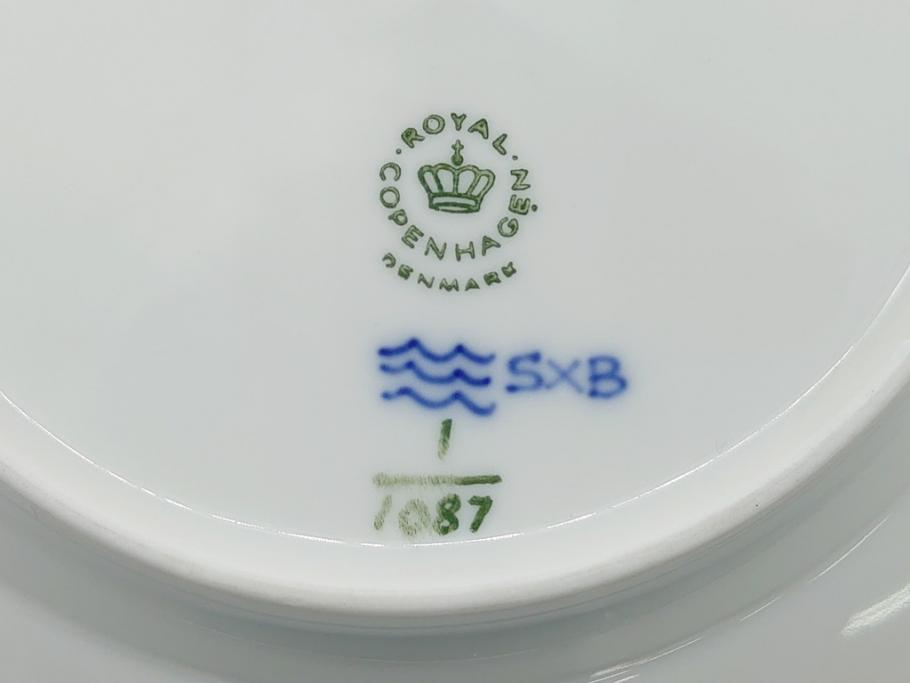 デンマーク　ROYAL COPENHAGEN(ロイヤルコペンハーゲン) ブルーフルーテッド　フルレース　約17cm　洗練された美しさを放つ皿2客セット(プレート、洋食器)(定価約66000円)(R-062459)