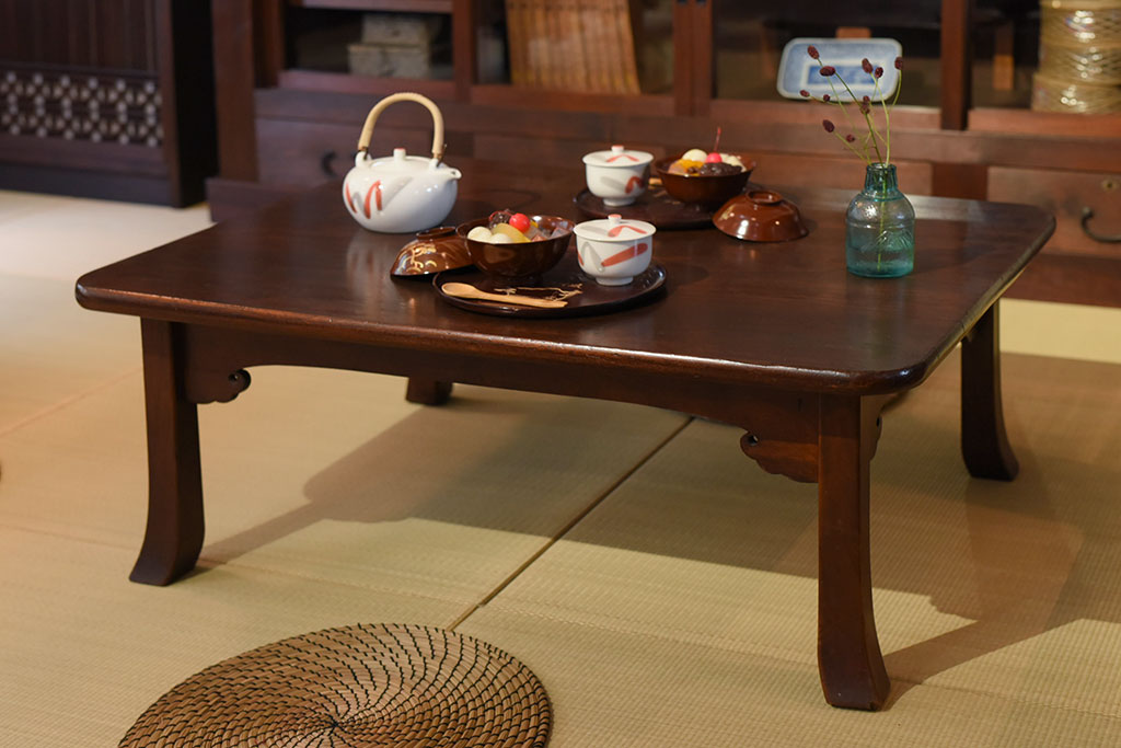 大正レトロ　木製座卓　茶卓　ちゃぶ台　引き出し　和家具