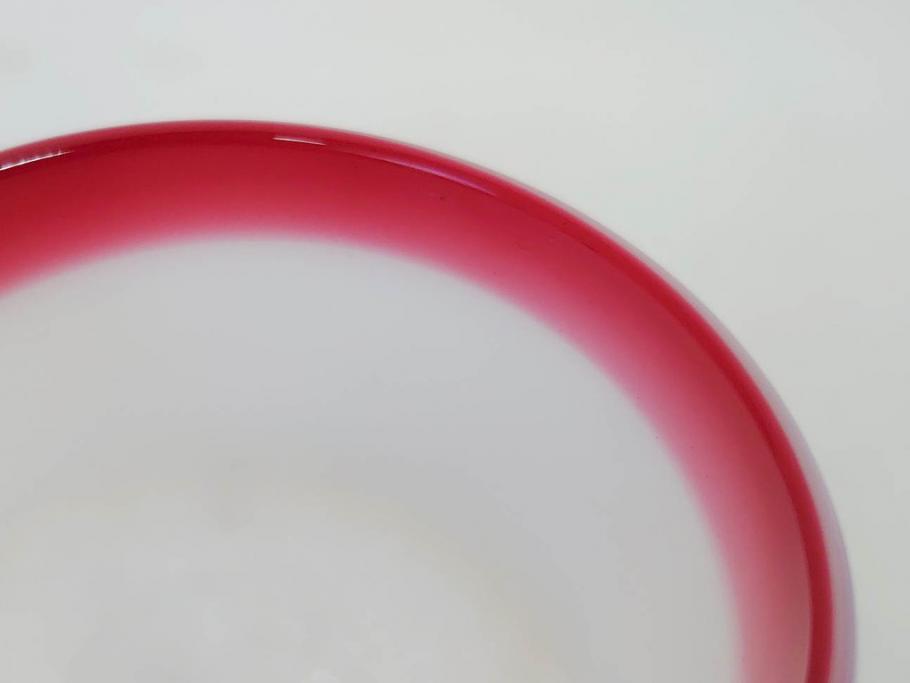 明治〜大正期　当時物　棗型(なつめ形)　可愛らしい色合いがおしゃれな雰囲気溢れる三色氷コップ(ウランガラス、グラス、和ガラス、乳白ぼかし)(R-070960)