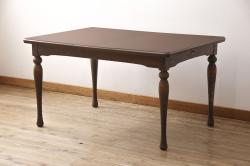 ビンテージ家具　松本民芸家具　上品な佇まいが大人空間を演出する棚付きダイニングテーブル(食卓、2人掛け、4人掛け、ヴィンテージ)(R-053046)