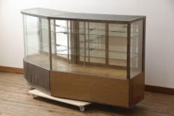 アメリカビンテージ　インダストリアルな鉄フレームとガラス棚板のアイアンラック(飾り棚、陳列棚、ヴィンテージ)(R-056992)