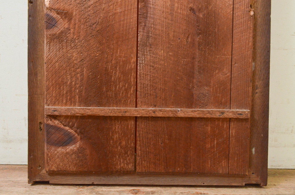 和製アンティーク　大正ロマン　古い欅(ケヤキ)材のフレームがシンプルなデザインで取り入れやすいウォールミラー(壁掛け鏡、店舗什器)(R-068716)