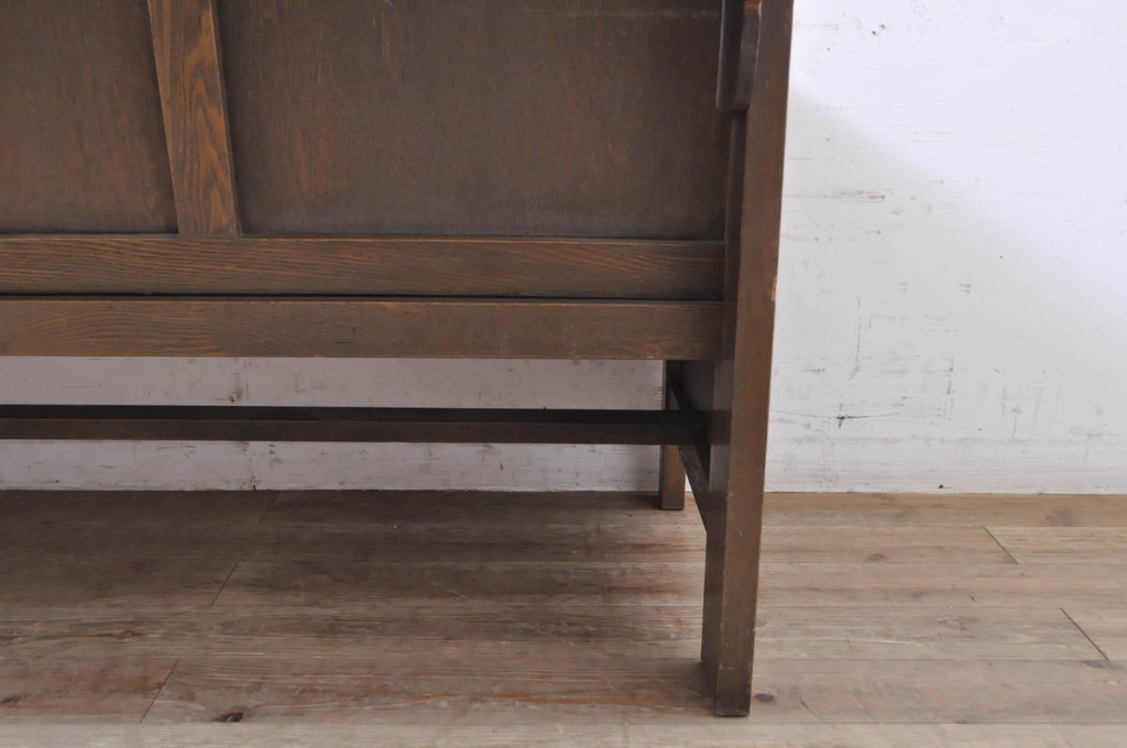 和製アンティーク　使い込まれた風合いが味わい深いチャーチベンチ(長椅子、木製ベンチ、ベンチ)(R-068603)