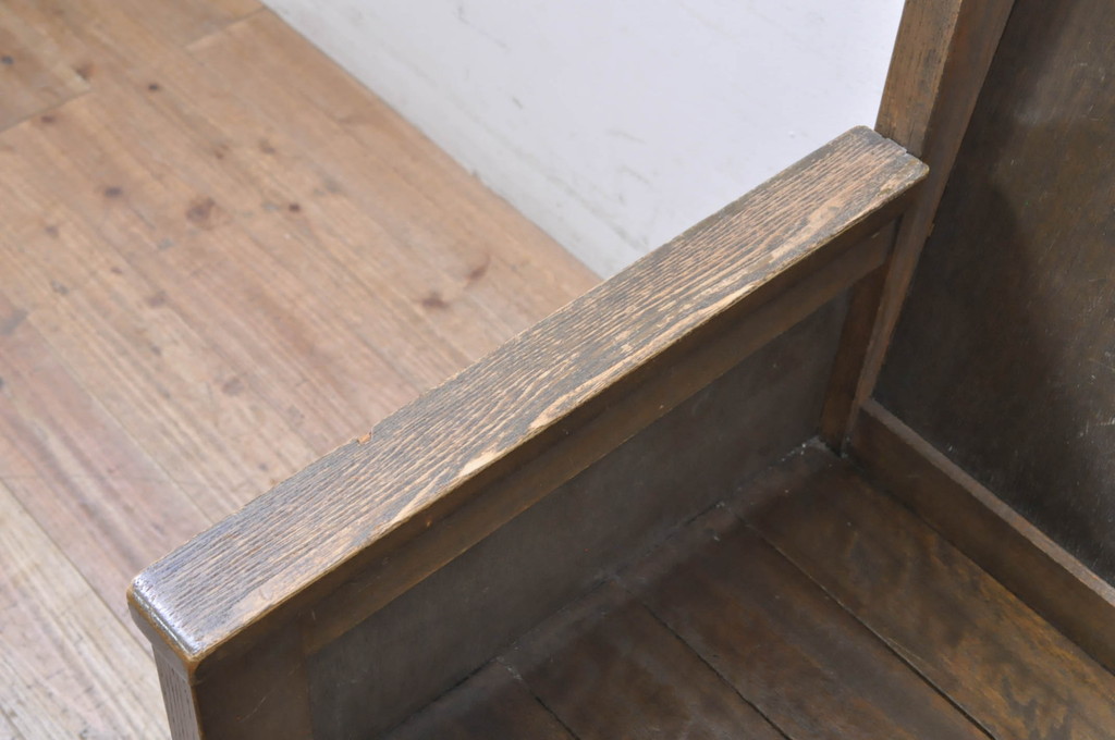 和製アンティーク　使い込まれた風合いが味わい深いチャーチベンチ(長椅子、木製ベンチ、ベンチ)(R-068606)