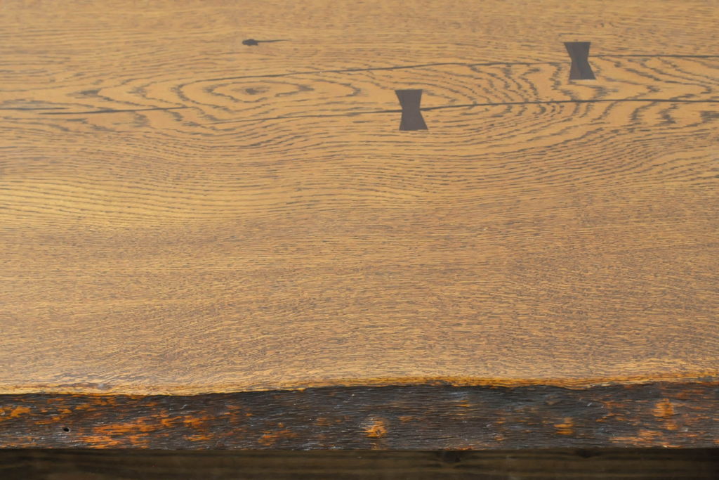 中古　岩手岩泉・純木家具　タモ材　木の温もり溢れる一枚板ローテーブル(食卓、座卓、センターテーブル)(R-062987)