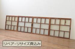 アンティーク建具　昭和初期　突き板仕上げ　独特な木目が目を引く木製ドア(木製扉)(R-044365)