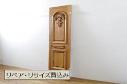 海外アンティーク　オーク材　目を惹く個性的なデザインのアイアンフェンス入りドア1枚(建具、木製扉)(R-068508)