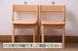 アンティーク家具　昭和初期　ストリップド(剥離)　カシ材　懐かしさ感じるスクールチェア(木製チェア、椅子、板座チェア)(R-045911)
