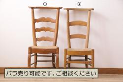 中古　松本民芸家具　16型スピンドルチェア　ゆったりと座れるダイニングチェア2脚セット(板座チェア、椅子)(R-051093)