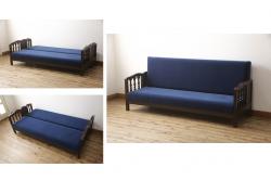 中古　松本民芸家具　洋館に似合う佇まいのD型布張り椅子(アームチェア、1人掛けソファ)(R-072966)