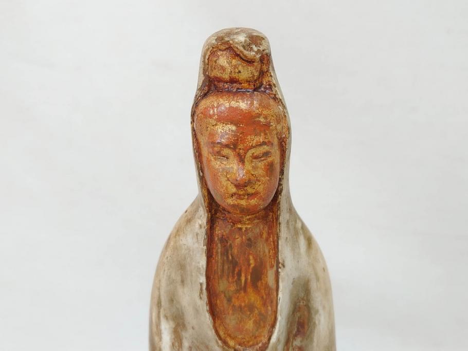 東洋作　木彫　観音像(仏教、逸見東洋?、仏像、置物、オブジェ、木製、共箱付き)(R-071571)