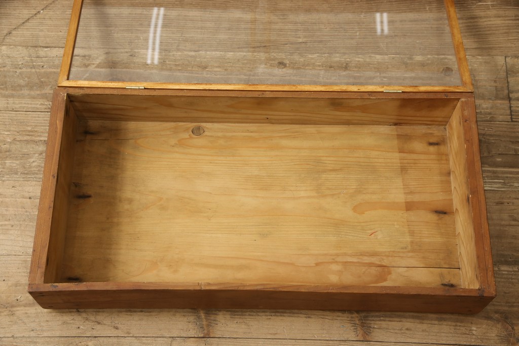 アンティーク雑貨　レトロな雰囲気を醸し出す木製ショーケース(ガラスケース、コレクションケース、収納箱、店舗什器)(R-058988)