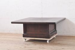 和製ビンテージ　松本民芸家具　塗り直しあり　シックな佇まいがお洒落なサイドテーブル(カフェテーブル、コーヒーテーブル、ヴィンテージ)(R-072683)