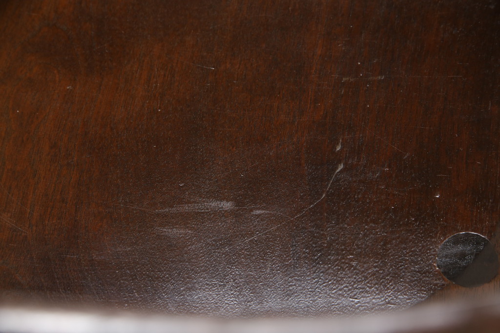 中古　美品　松本民芸家具　透かし彫りや挽き物加工など、細部まで凝ったつくりのW型ロッキングチェア(板座チェア、アームチェア)(R-061512)