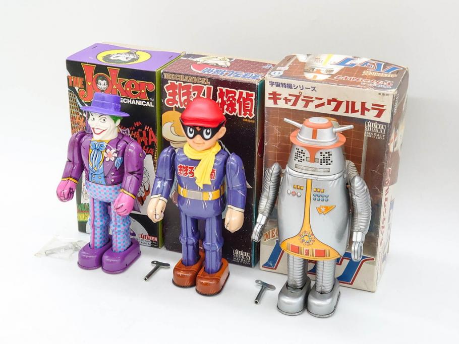 ビリケン商会 キャプテンウルトラ MECHANICALハック まぼろし探偵 THE JOKER(ジョーカー) ブリキのおもちゃ3点セット(東映、桑田次郎、TM&DC  Comics、ゼンマイ歩行、フィギュア、人形、玩具、特撮、外箱付き、日本製)(R-078469) | ラフジュ工房