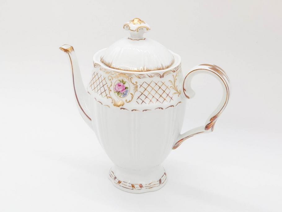 フランス LIMOGES(リモージュ) Georges Boyer(ジョルジュ ボワイエ)  バラの絵付けが上品なティーポット(薔薇、ローズ、磁器、金彩、洋食器)(R-078523) | ラフジュ工房