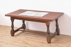 和製アンティーク　大正ロマン　ナラ材　ツイストレッグが目を惹くサイドテーブル(カフェテーブル、コーヒーテーブル、花台、飾り台)(R-065437)