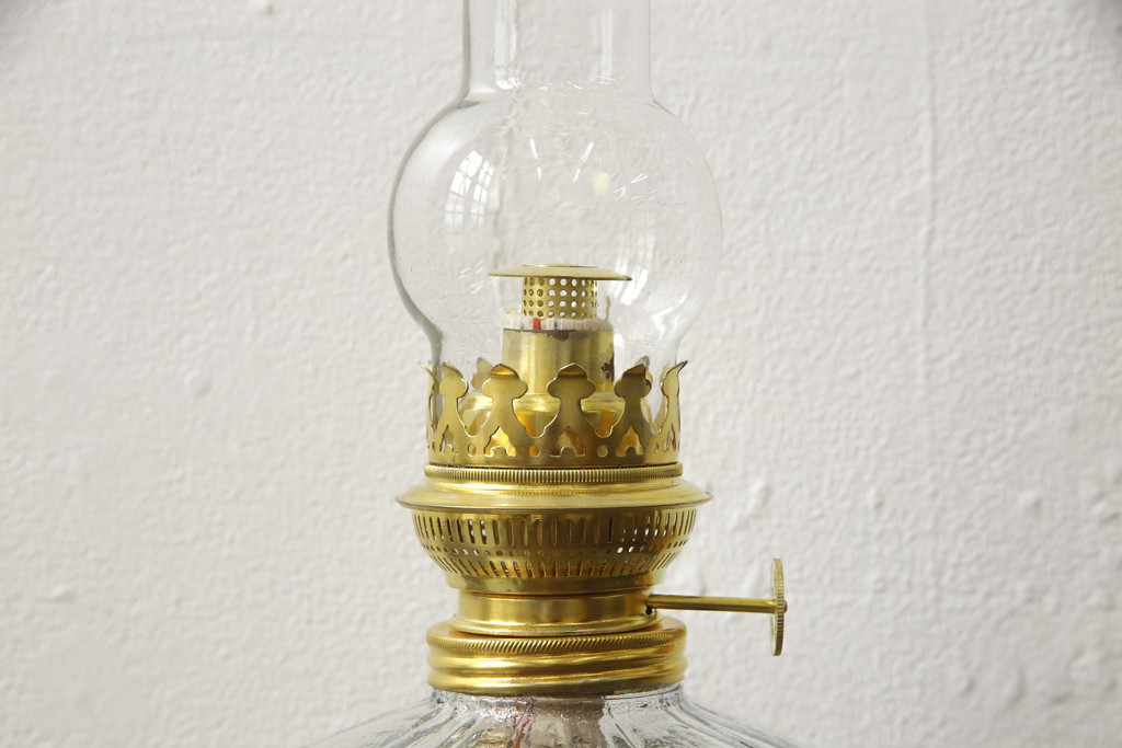 和製アンティーク　デッドストック品　巻芯14番　レトロな佇まいがお洒落な空間づくりに活躍するオイルランプ(灯油ランプ、卓上ランプ)(R-059635)