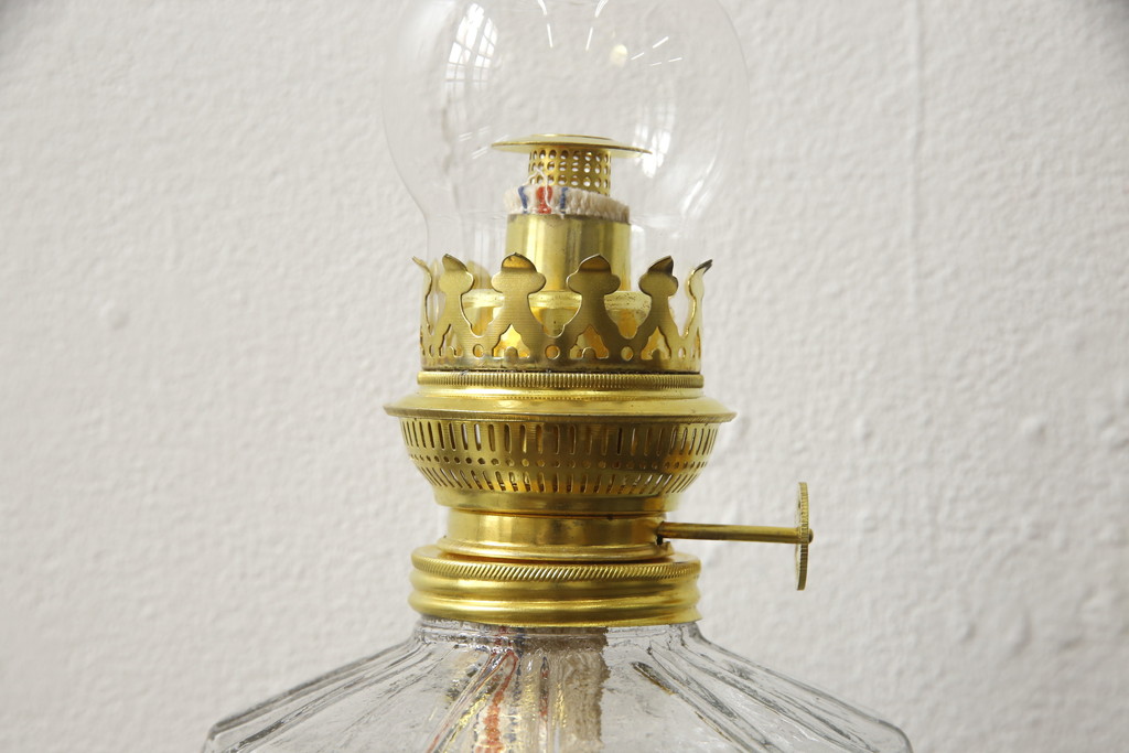 和製アンティーク　デッドストック品　巻芯14番　レトロな佇まいがお洒落な空間づくりに活躍するオイルランプ(灯油ランプ、卓上ランプ)(R-059639)