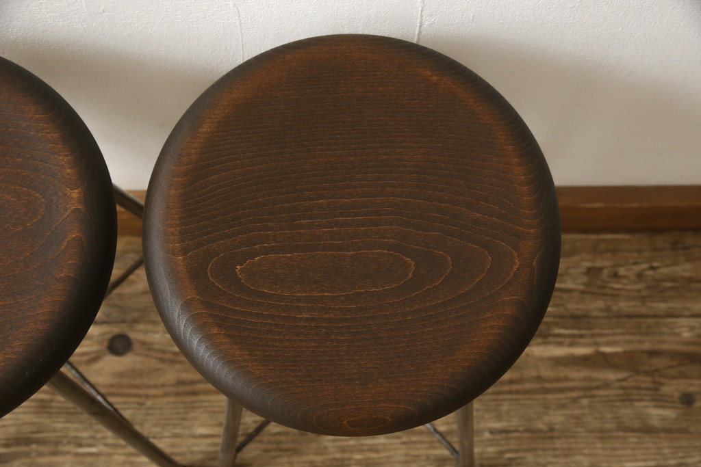 ラフジュ工房オリジナル　シンプルで馴染みやすいスツール2脚セット(椅子、イス、板座チェア)(R-059694)