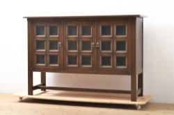 中古　北海道民芸家具　#138　落ち着いた色味のサイドボード(収納棚、戸棚)(1)
