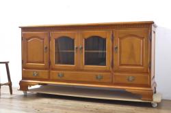 ラフジュ工房オリジナル　古建具リメイク　ステンドグラス入りのおしゃれな戸棚(収納棚、サイドボード)