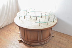 中古　美品　松創　バーズアイメープル　シンプルで洗練されたデザインのダイニングテーブル(定価約55万円)(2人掛け、ラウンドテーブル)(R-057818)