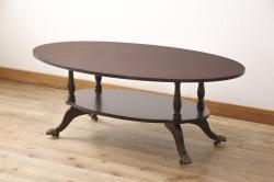 【オーダー家具実例】民芸家具調のテーブルをオーダーメイドで新規製作しました。過去のオーダー商品を参考に、ご希望のサイズで制作。脚にブドウの透かし彫りが入ったエレガントなデザインです。(コンソールテーブル、ダイニングテーブル)