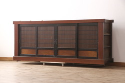 アンティーク家具　木製引き戸の収納箪笥キャビネット(収納棚、下駄箱)(R-036717)