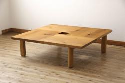 和製ヴィンテージ　幅広いインテリアと相性の良い素朴なローテーブル(リビングテーブル、センターテーブル、ビンテージ)(R-047895)