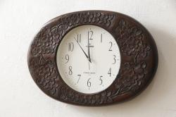 和製アンティーク　明治時計製　TRADE MARK (トレードマーク)　レトロなデザインが魅力的な丸型掛け時計(柱時計、古時計)(R-072232)