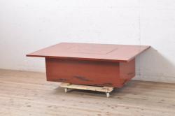ラフジュ工房オリジナル　カバ材天板　リフティングテーブル(昇降式リビングテーブル、ダイニングテー  ブル、センターテーブル)(1)