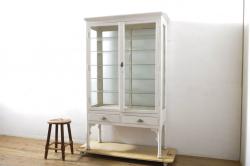 ペイント家具　2色の淡いカラーが可愛らしいデンタルキャビネット(収納棚)(R-030318)