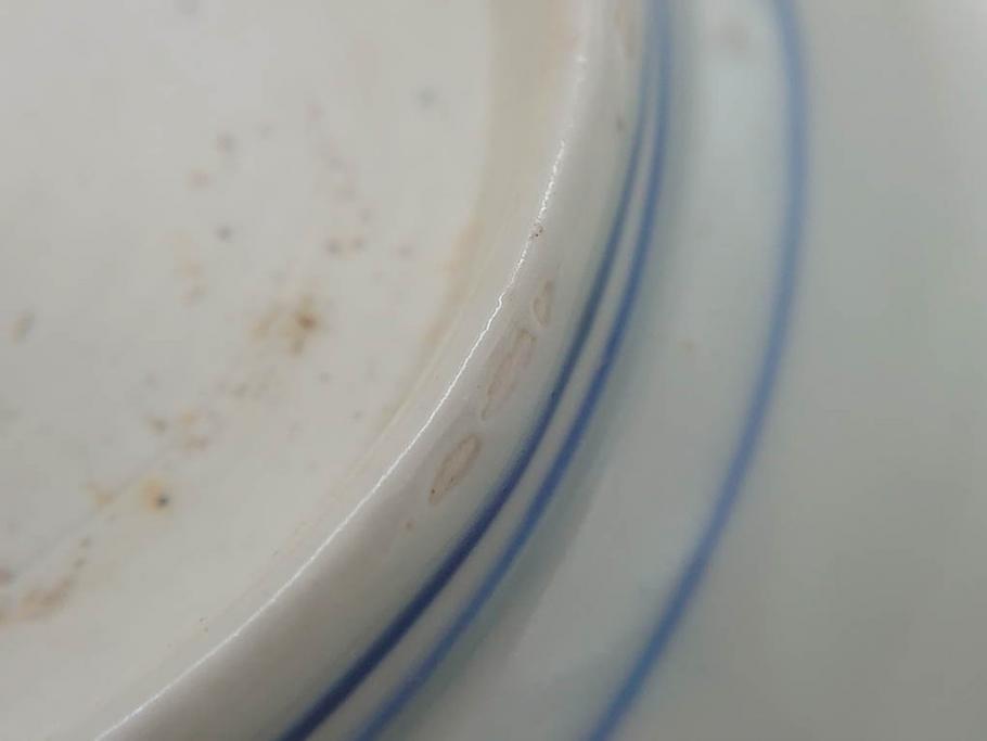 江戸後期〜幕末　伊万里　染付　山水図　約16cm　5.1寸　金の縁と爽やかな藍色が魅力のなます皿3枚セット(中皿、深皿、和皿、和食器、五寸一分)(R-073105)