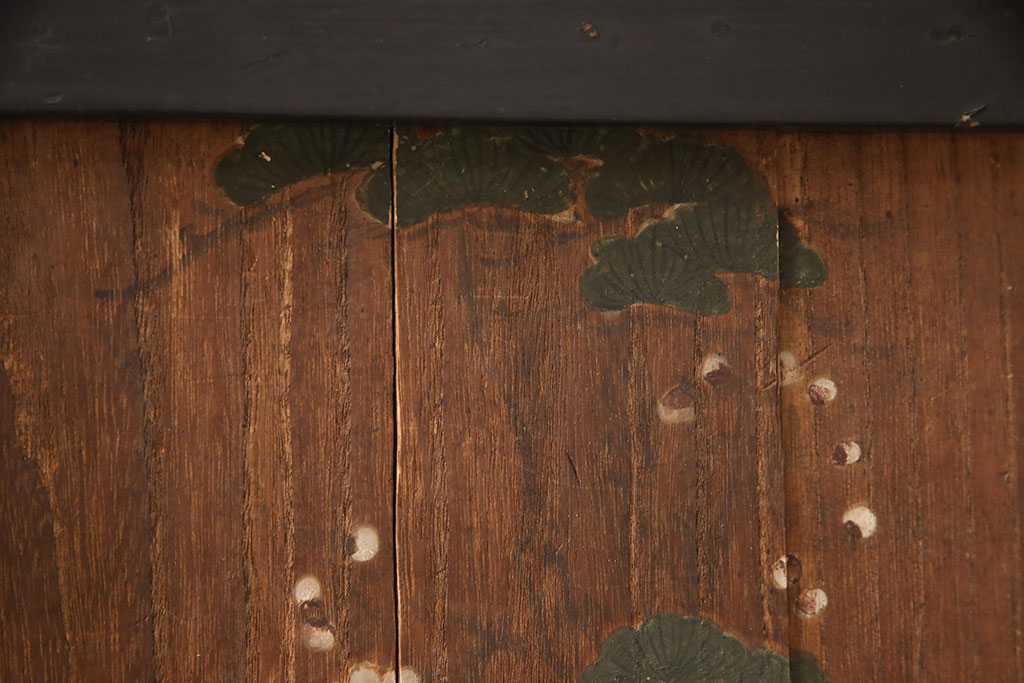 和製アンティーク　希少!　板絵　和の趣溢れる佇まいが魅力的な時代箪笥(戸棚、収納棚、和たんす)(R-054489)
