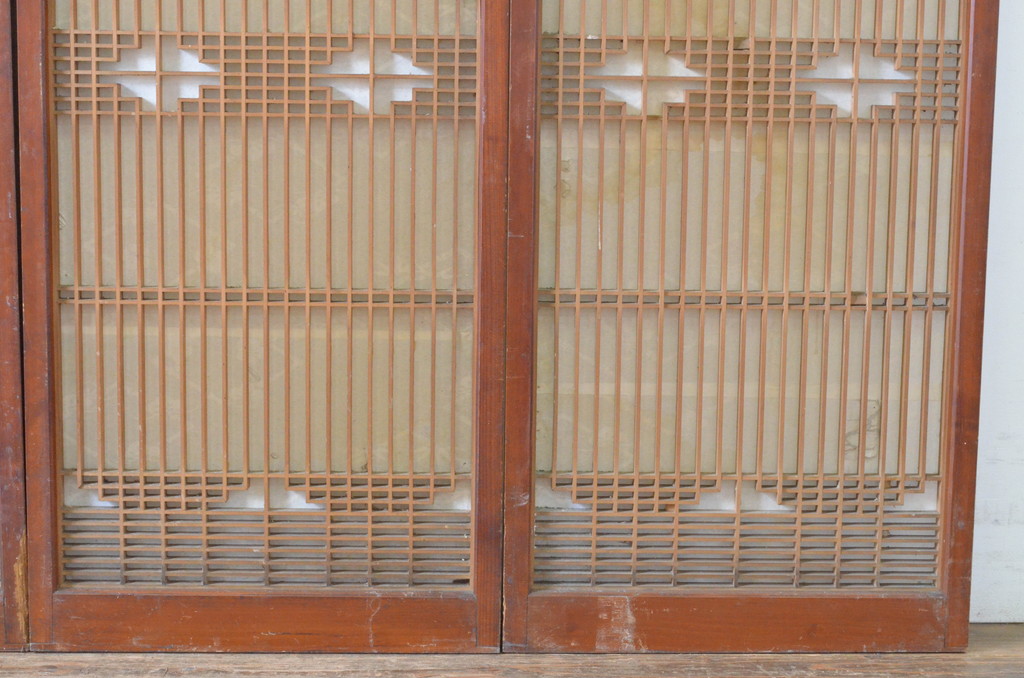 アンティーク建具　和の情緒を演出する組子書院戸4枚セット(障子戸、窓、引き戸)(R-065049)