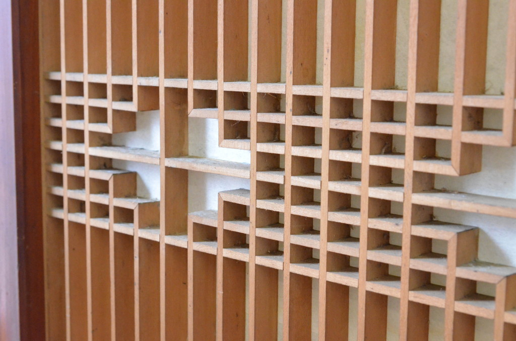 アンティーク建具　和の情緒を演出する組子書院戸4枚セット(障子戸、窓、引き戸)(R-065049)