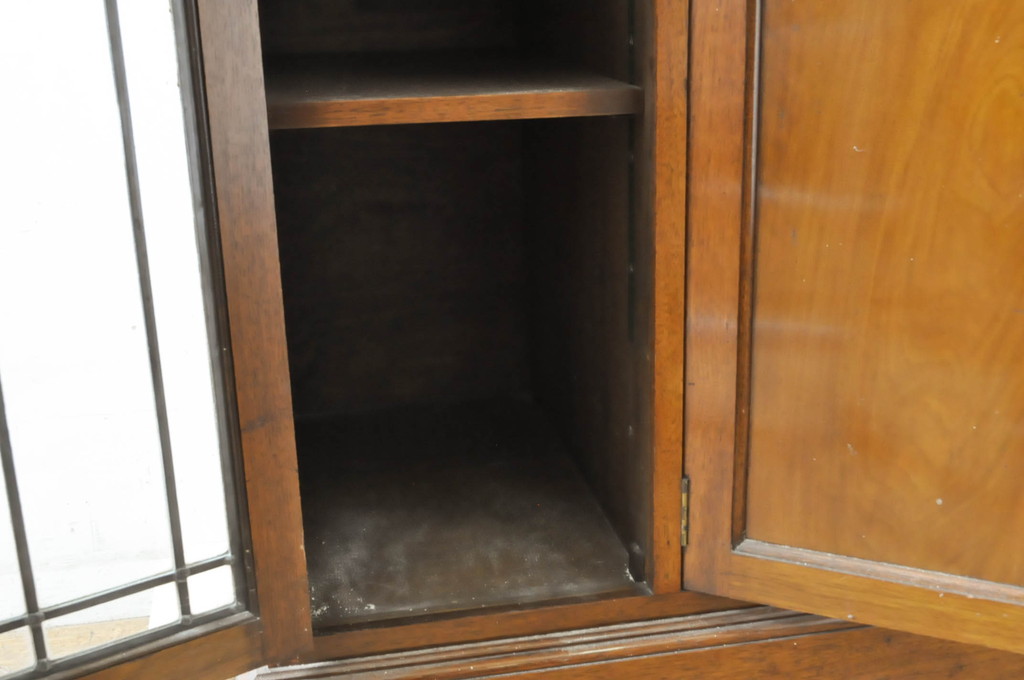 イギリスアンティーク　最高級!　マホガニー材　ステンドグラス入り　趣のある佇まいが目を惹く古い図書館の大きなスタッキングブックケース(キャビネット、収納棚、本箱、戸棚、飾り棚)(R-065142)
