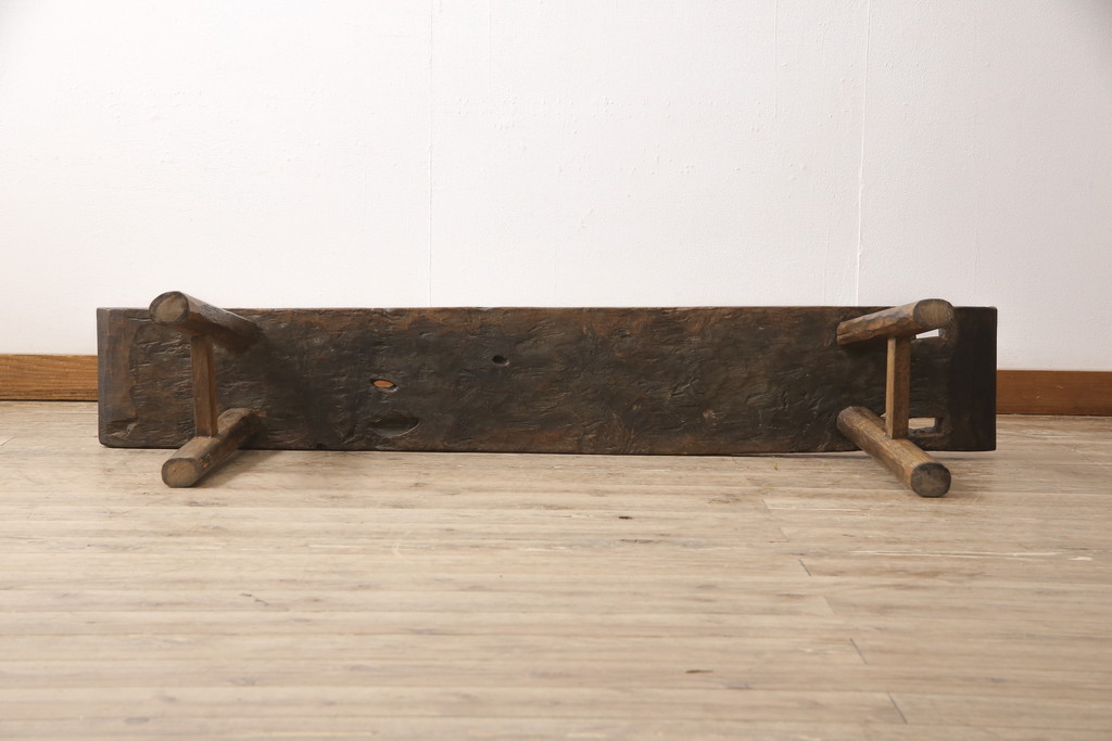 アジアビンテージ　ナチュラルなお部屋づくりにおすすめ!素朴な古材ベンチ(長椅子、木製ベンチ、ヴィンテージ)(R-054239)