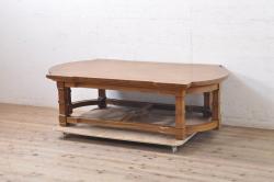和製ビンテージ　北海道民芸家具　洗練されたデザインが魅力のダイニングテーブル(ヴィンテージ、食卓、4人掛け、6人掛け)(R-063385)