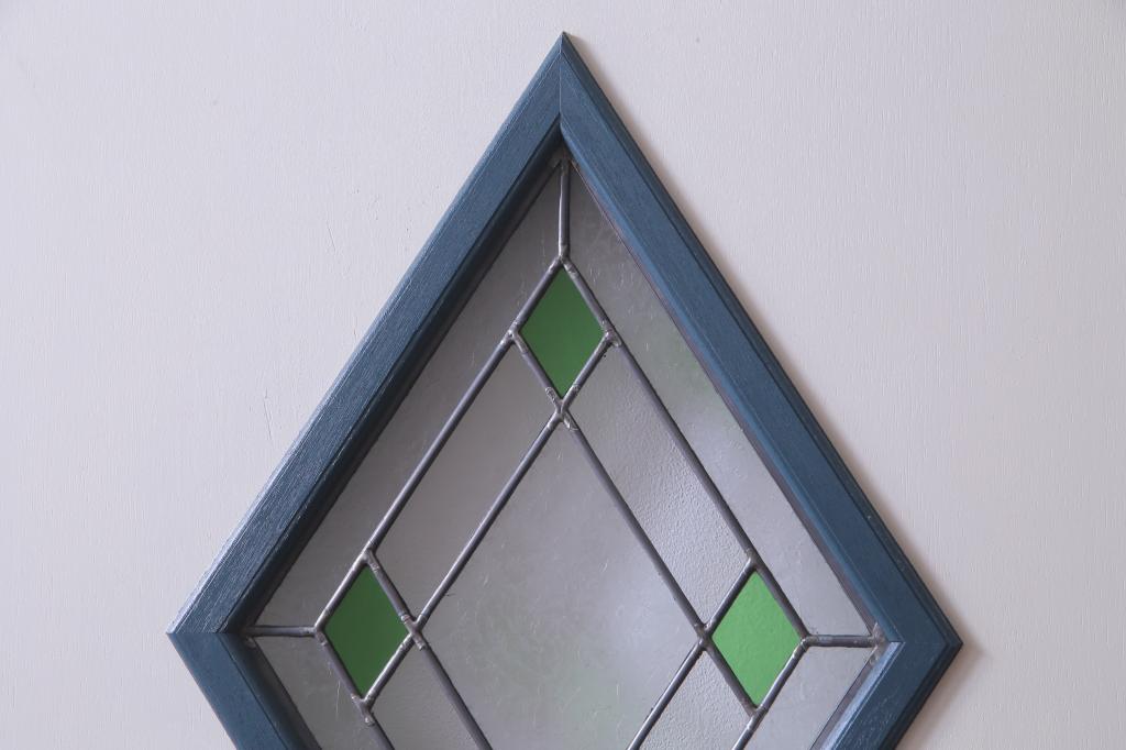 【セミオーダー家具実例】昭和初期のドアをリメイク!緑の色ガラスや結霜ガラス、クリアガラスを使用したラフジュ工房オリジナルのステンドグラスを組み入れました。(木製扉、建具)