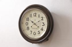 和製アンティーク　電池式　レトロなデザインが魅力的な掛け時計(古時計)(R-054678)