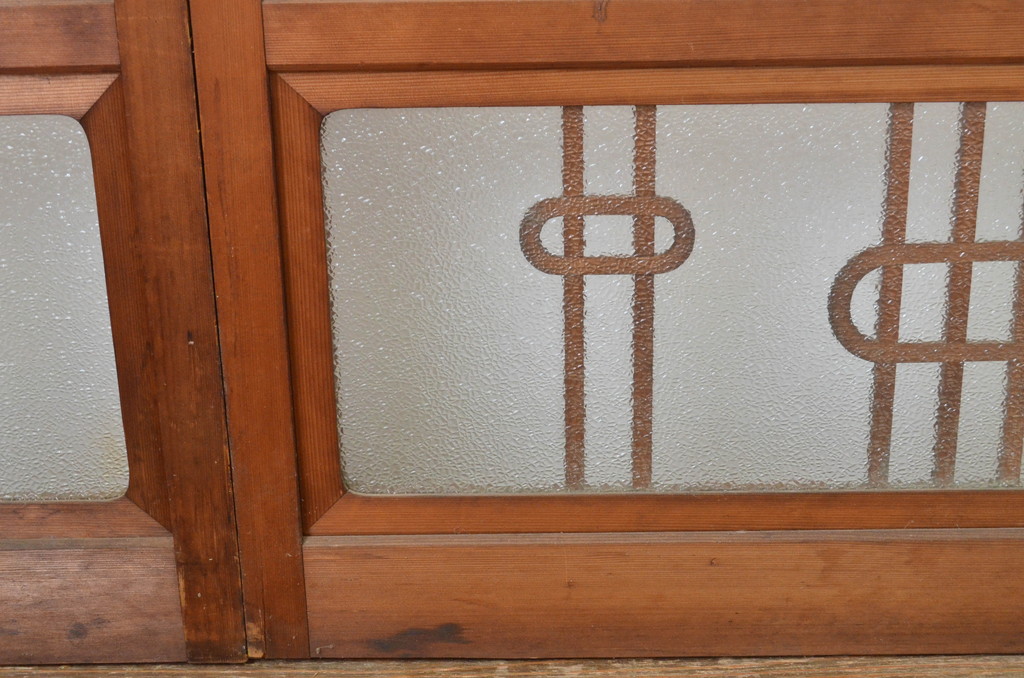 アンティーク建具　大正ロマンの雰囲気が魅力的な組子入りガラス戸4枚セット(引き戸)(R-064309)