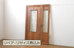 アンティーク建具　昭和レトロな雰囲気漂うラワンの扉1枚(木製ドア、建具)(R-053262)