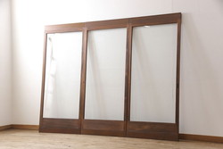 ビンテージ建具　シンプルでどんなお部屋にも合わせやすい大判ガラスの窓2枚セット(引き戸、ガラス戸、ヴィンテージ)(R-065019)