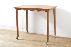 レトロ家具　温かな木味が魅力のナラ材製ダイニングテーブル(6人掛け、作業台)(R-036920)